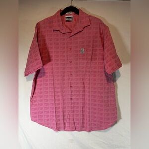 Vintage Surf Gear Button Shirt Mens Large Retro Short Sleeve Bright Colorful